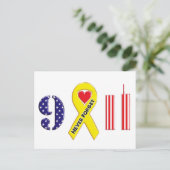 Nooit vergeten 11 september Gele Rib Briefkaart (Staand voorkant)