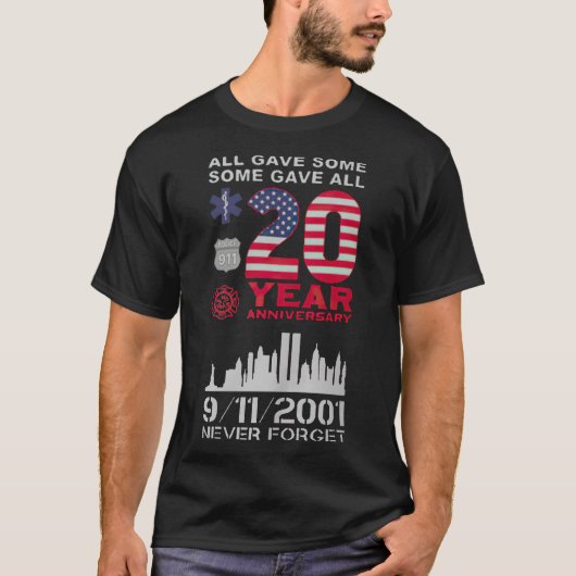 Nooit vergeten 9 11 t-shirt (Voorkant)