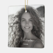 Nooit vergeten herdenkingsfoto aandenken Kerstmis Keramisch Ornament (Links)