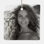 Nooit vergeten herdenkingsfoto aandenken Kerstmis Keramisch Ornament (Achterkant)