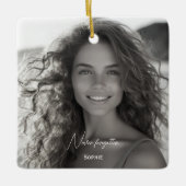 Nooit vergeten herdenkingsfoto aandenken Kerstmis Keramisch Ornament (Voorkant)