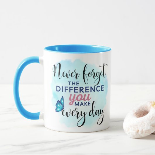 Nooit Vergeten Het Verschil Dat Je Elke Dag Maakt Mok (Met donut)