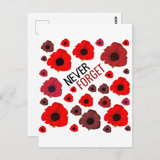 Nooit Vergeten, Klaproos Briefkaart (Voorkant / Achterkant)