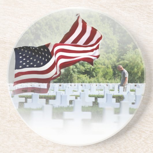 Nooit vergeten - Memorial Day Zandsteen Onderzetter (Voorkant)