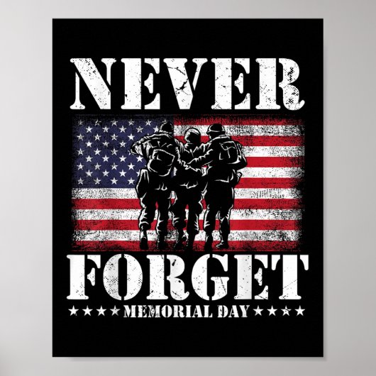 Nooit vergeten Usa Vlag Herdenkingsdag Poster (Voorkant)