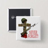 Nooit vergeten vierkante button 5,1 cm (Voorkant /achterkant)
