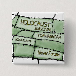 Nooit vergeten vierkante button 5,1 cm