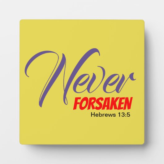 NOOIT VERLATEN Geel Christen Fotoplaat (Voorkant)