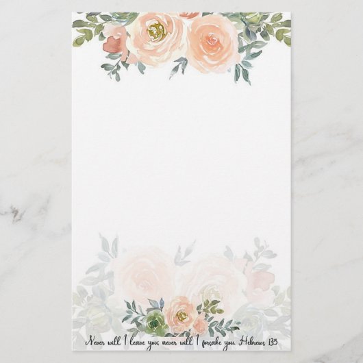 Nooit verlaten waterverf bloem briefpapier (Voorkant)