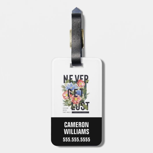 Nooit verloren Floral Slogan krijgen Bagagelabel (Achterkant verticaal)