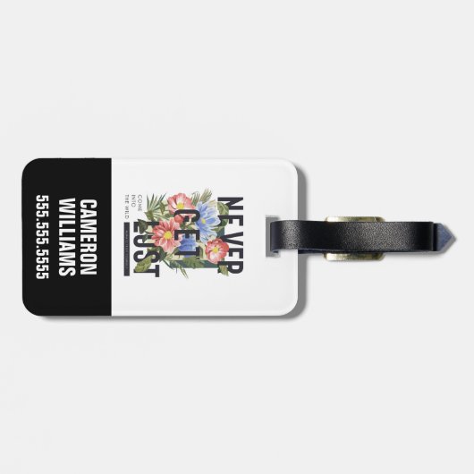 Nooit verloren Floral Slogan krijgen Bagagelabel (Achterkant horizontaal)
