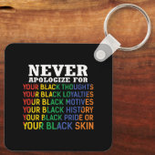Nooit verontschuldigen | Junitetiende | Zwarte Pri Sleutelhanger (Achterkant)
