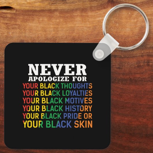 Nooit verontschuldigen | Junitetiende | Zwarte Pri Sleutelhanger (Achterkant)