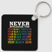 Nooit verontschuldigen | Junitetiende | Zwarte Pri Sleutelhanger (Achterkant)