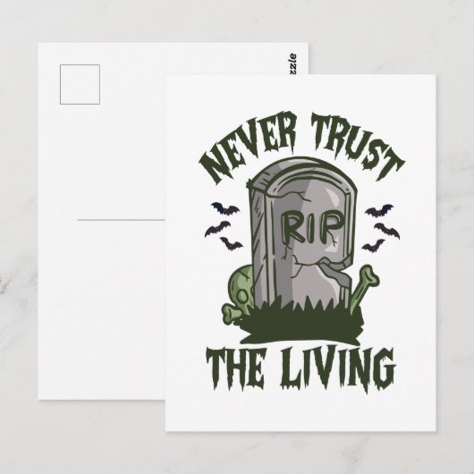 Nooit vertrouwen op de levende grappige enge zombi briefkaart (Voorkant / Achterkant)