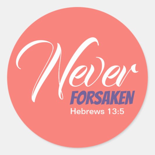 NOOIT VERVORMD Scripthebreeuws Christelijk koraal Ronde Sticker (Voorkant)