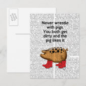 Nooit worstelen met varkens briefkaart (Voorkant / Achterkant)