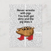Nooit worstelen met varkens briefkaart (Voorkant)