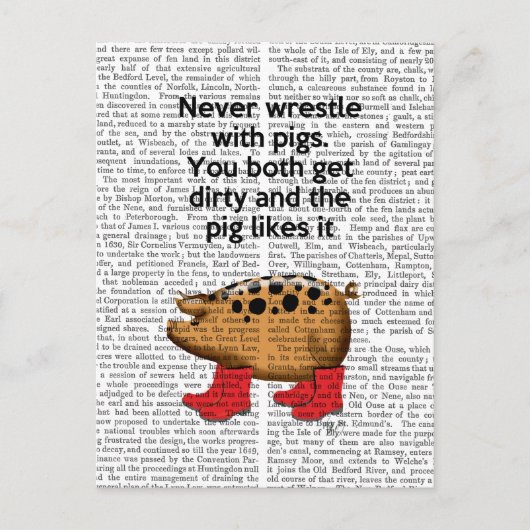 Nooit worstelen met varkens briefkaart (Voorkant)