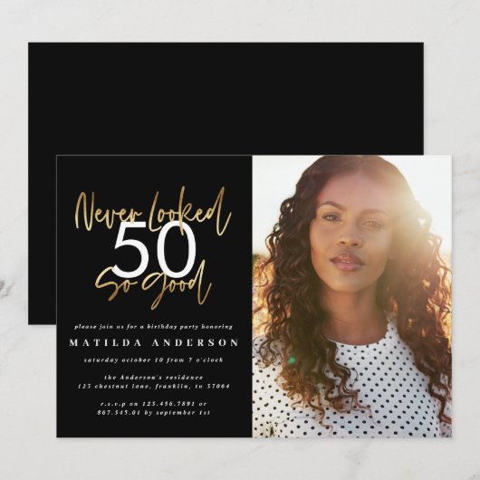 Nooit zag er zo goed foto verjaardag uitnodiging (Voorkant / Achterkant)