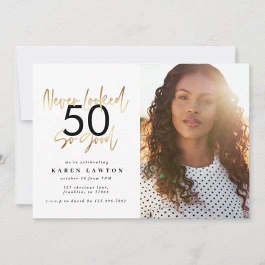 Nooit zag er zo goed foto verjaardag uitnodiging (Voorkant)