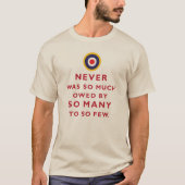 Nooit zo veel verschuldigd geweest... - Churchill T-shirt (Voorkant)