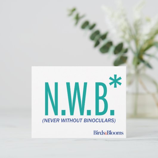 Nooit zonder binoculair middel briefkaart (Staand voorkant)