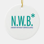 Nooit zonder binoculair middel keramisch ornament (Voorkant)