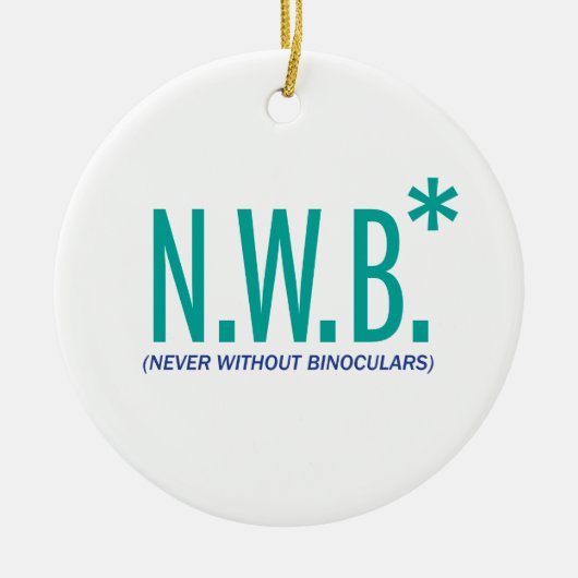 Nooit zonder binoculair middel keramisch ornament (Voorkant)