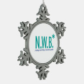 Nooit zonder binoculair middel tin sneeuwvlok ornament (Links)