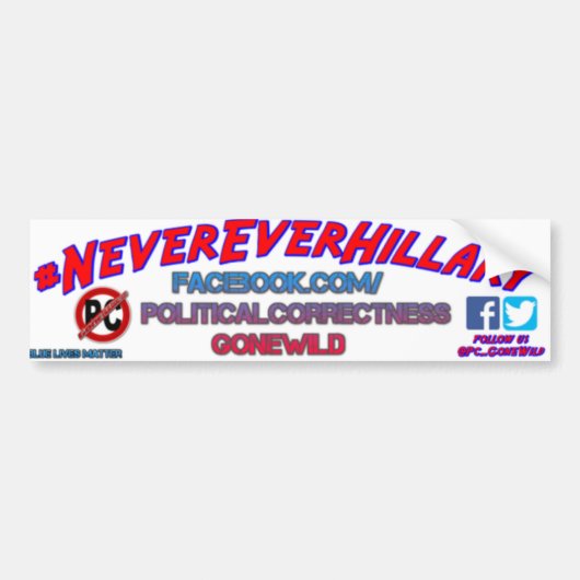 #NooitEverHillary Bumpersticker van PCGW (Voorkant)