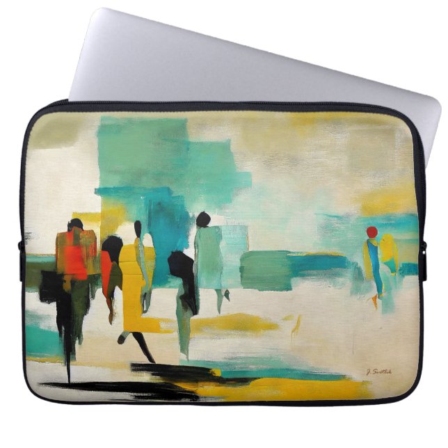 Nooitide Levendigheid – Abstracte Figuren Laptop Sleeve (Voorkant)