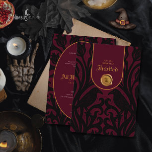 Nooitmeer Damask Bourgondië Luxe Halloween Kaart