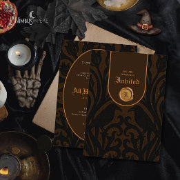 Nooitmeer Damask Donkerbruin Luxe Halloween Kaart