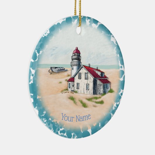 Noon Lighthouse Keramisch Ornament (Rechts)