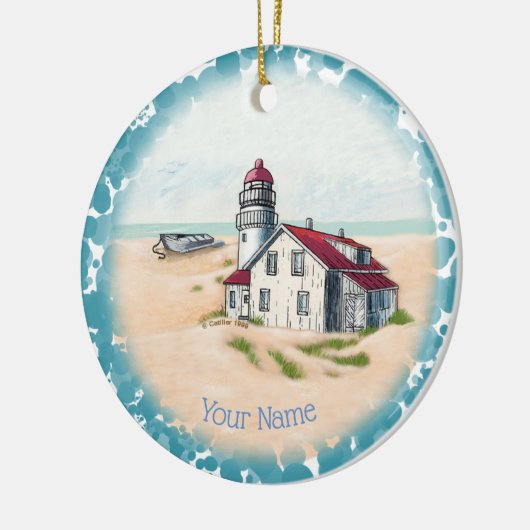 Noon Lighthouse Keramisch Ornament (Links)