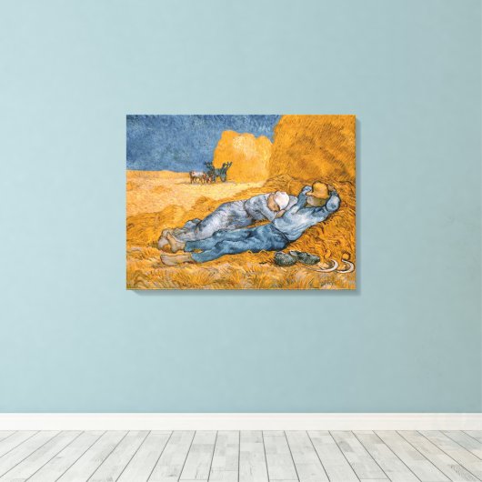 Noon - Rest van het werk van Vincent Van Gogh Canvas Afdruk (Insitu (Houten vloer))