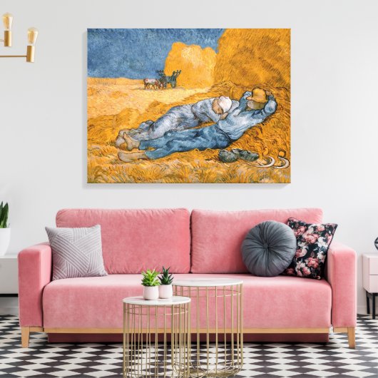 Noon - Rest van het werk van Vincent Van Gogh Canvas Afdruk (Insitu (Woonkamer))