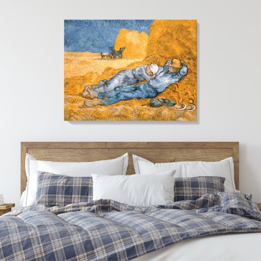 Noon - Rest van het werk van Vincent Van Gogh Canvas Afdruk (Insitu (Slaapkamer))