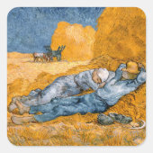 Noon, rest van het werk van Vincent Van Gogh Vierkante Sticker (Voorkant)
