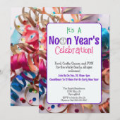 Noon Year's Eve Kleurrijke Familiefeest Kaart (Voorkant / Achterkant)