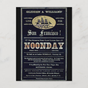 Noonday Clipper zeilschip 1900 Briefkaart