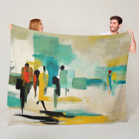 Noontide Vibrance – Abstracte Figuren Fleece Deken (In situ)