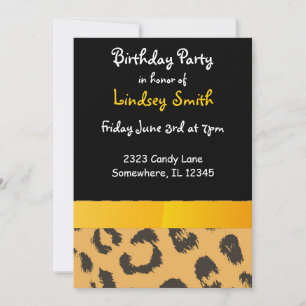 Noopard Fur Pattern Birthday Invitation Kaart