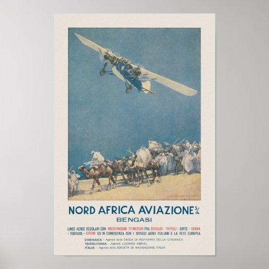 Noord-Africa Aviazione Vintage Poster 1932 (Voorkant)