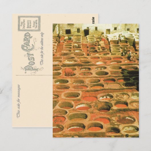 Noord-Afrika, Tannery, Marrakesj, Marokko Briefkaart (Voorkant / Achterkant)