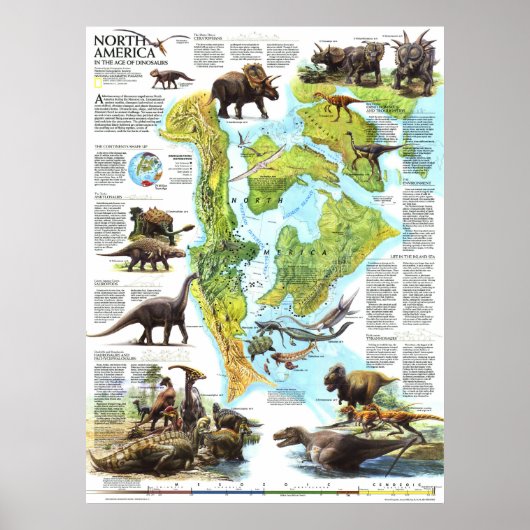 "Noord-Amerika: 1993 In de tijd van de dinosauriër Poster (Voorkant)