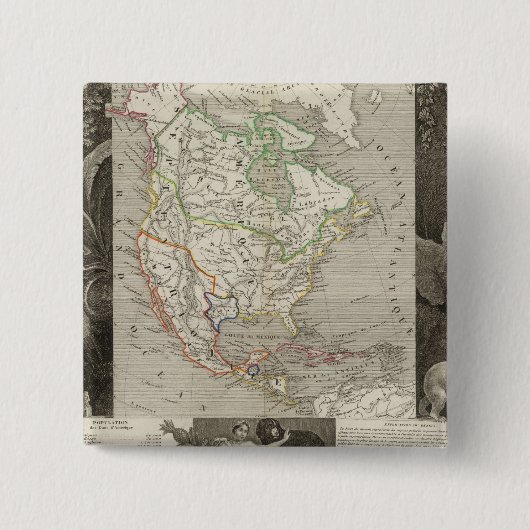 Noord-Amerika 39 Vierkante Button 5,1 Cm (Voorkant)