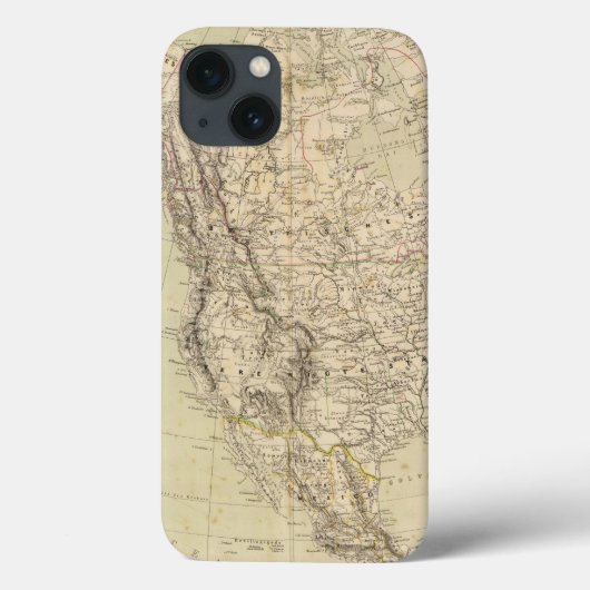 Noord-Amerika Atlas Map met Indiase stammen Case-Mate iPhone Case (Achterkant)