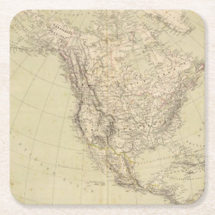 Noord-Amerika Atlas Map met Indiase stammen Kartonnen Onderzetters